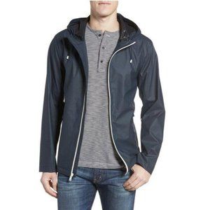 Cole Haan Mens Rubberized Hooded Navy Jacket sz XL